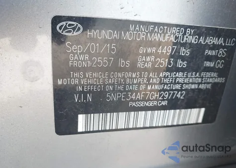 2016 Hyundai Sonata Sport из США, поврежденный, VIN 5NPE34AF7GH297742